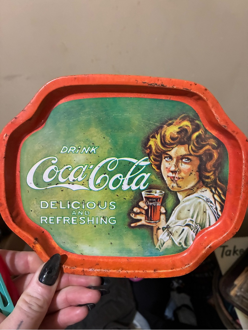 Coca Cola Red & Green Retro Wall Tray Art